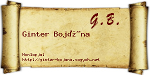 Ginter Bojána névjegykártya